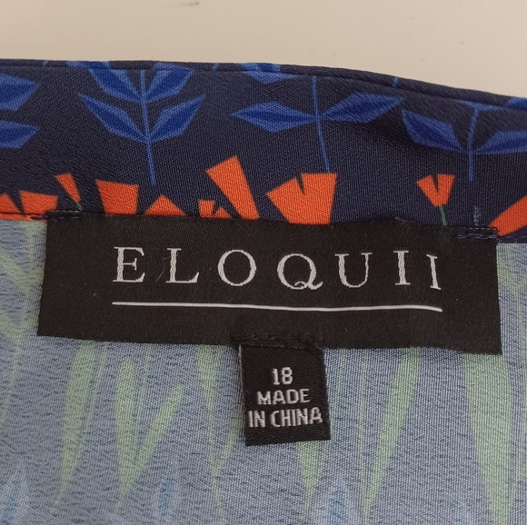 NWT Eloquii Floral Long-sleeved D-Ring Adjustable Keyhole Choker Midi Dress - Picture 11 of 16